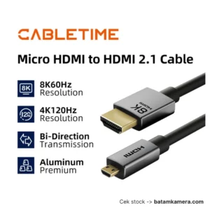 CABLETIME Kabel Micro HDMI to HDMI Male 8K 4K HDR 60Hz for Camera