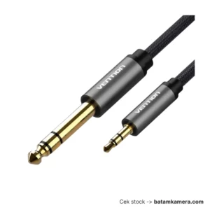 Kabel Vention Nylon Aux 3.5mm TRS Male to 6.35mm TS Male Audio Cable Gray Aluminum Alloy