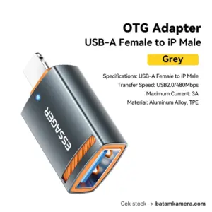 ESSAGER OTG Lightning Adapter Converter USB Female to Lightning 3A